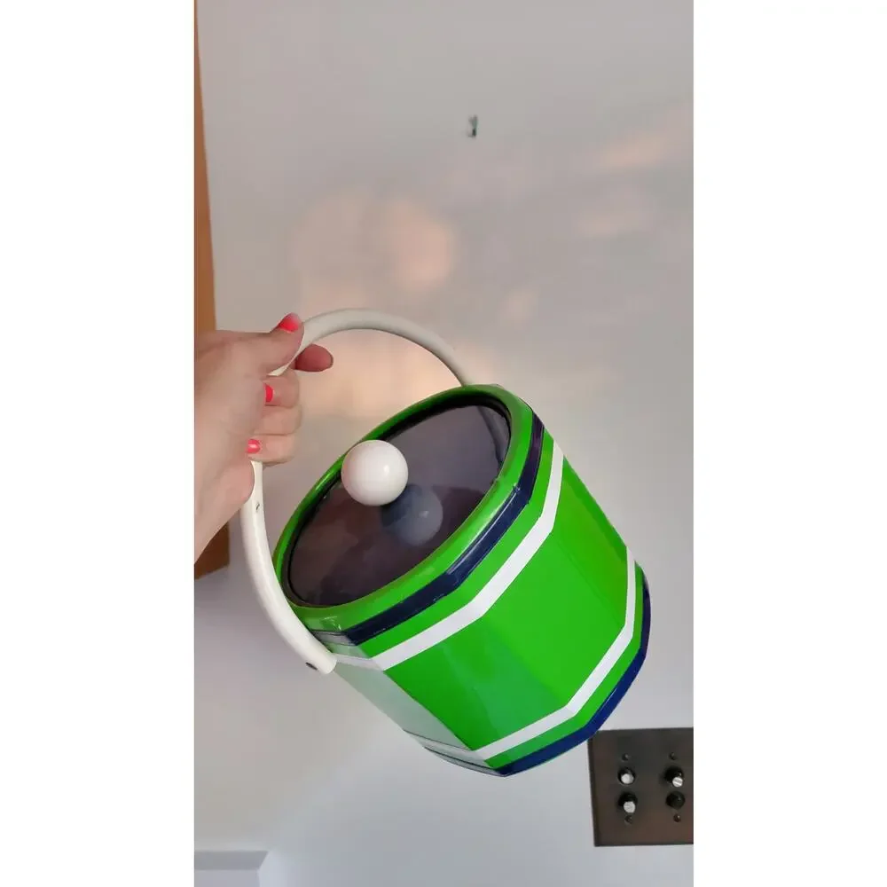Random Vintage MCM Green Vinyl Decagon Ice Bucket